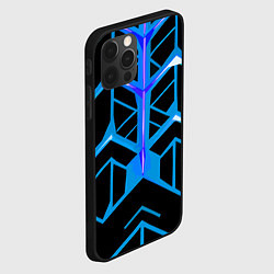 Чехол для iPhone 12 Pro Max Blue lines on a black background, цвет: 3D-черный — фото 2