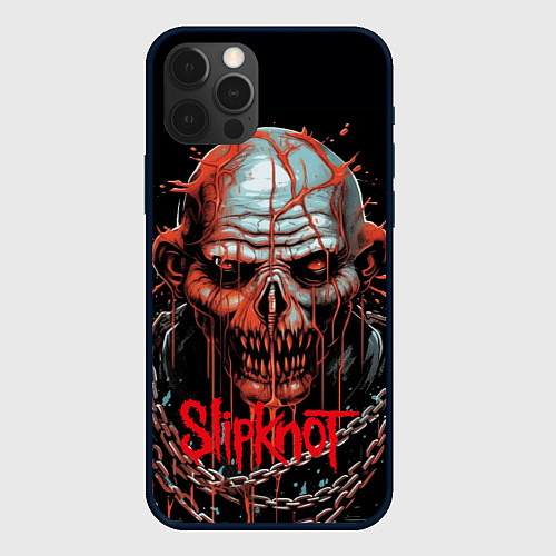 Чехол iPhone 12 Pro Max Slipknot зомби в цепи / 3D-Черный – фото 1