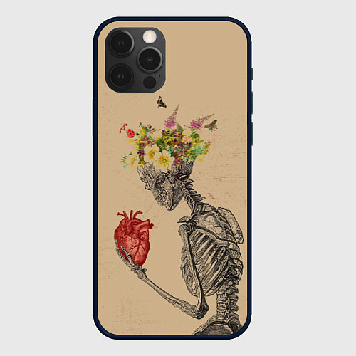 Чехол iPhone 12 Pro Max Bone and heart / 3D-Черный – фото 1