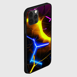Чехол для iPhone 12 Pro Max Неоновые фиолетовые разбитые плиты с желтым свечен, цвет: 3D-черный — фото 2