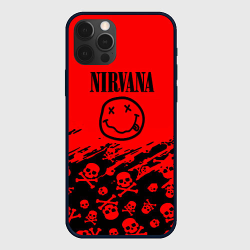 Чехол iPhone 12 Pro Max Nirvana rock skull / 3D-Черный – фото 1