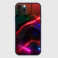 Чехол для iPhone 12 Pro Max Яркие неоновые радужные разбитые плиты, цвет: 3D-черный