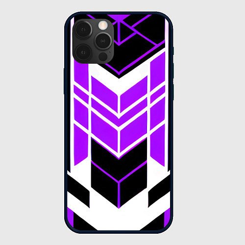 Чехол iPhone 12 Pro Max Purple and black stripes on a white background / 3D-Черный – фото 1