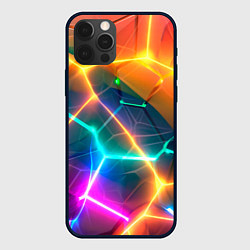 Чехол iPhone 12 Pro Max Яркий градиент в разломленных плитах с желтым свет