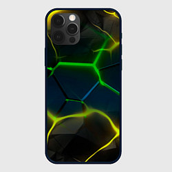 Чехол iPhone 12 Pro Max Неоновые яркие зеленые плиты с желтым светом