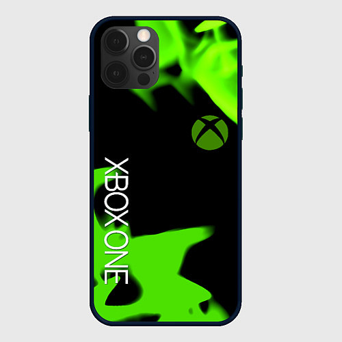 Чехол iPhone 12 Pro Max Xbox one green flame / 3D-Черный – фото 1