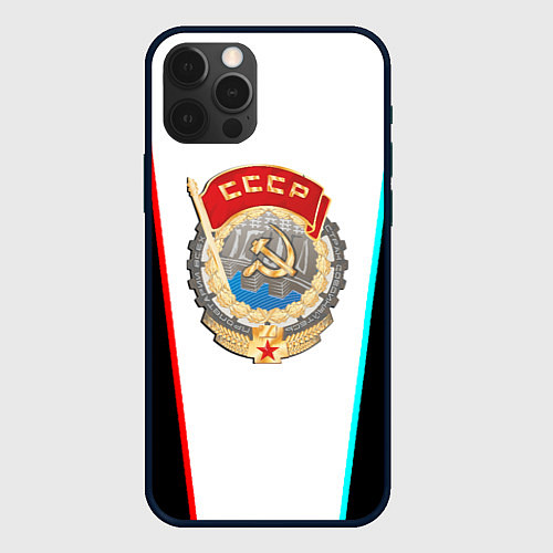 Чехол iPhone 12 Pro Max Герб РФ текстура / 3D-Черный – фото 1