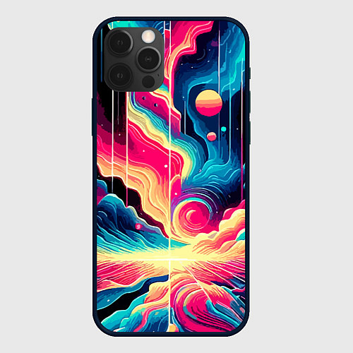 Чехол iPhone 12 Pro Max Neon space fantasy - ai art / 3D-Черный – фото 1