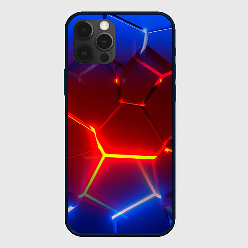 Чехол iPhone 12 Pro Max Светящиеся лавой неоновые плиты в разломе / 3D-Черный – фото 1