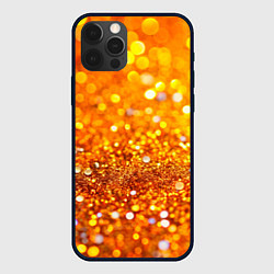 Чехол для iPhone 12 Pro Max Оранжевые и желтые блестяшки боке, цвет: 3D-черный