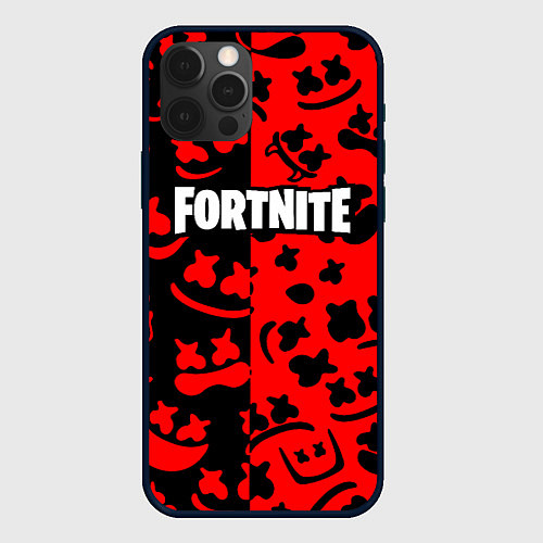 Чехол iPhone 12 Pro Max Fortnite x Marshmello pattern / 3D-Черный – фото 1