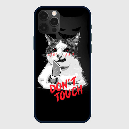 Чехол iPhone 12 Pro Max Сердитый кот с ножом / 3D-Черный – фото 1