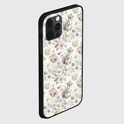 Чехол для iPhone 12 Pro Max Нежная белочка в цветах, цвет: 3D-черный — фото 2