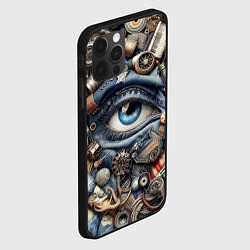 Чехол для iPhone 12 Pro Max Стимпанк композиция с глазом - нейросеть, цвет: 3D-черный — фото 2