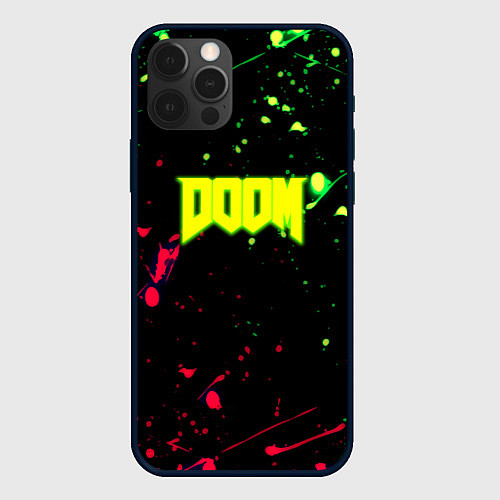 Чехол iPhone 12 Pro Max Doom кислотные краски / 3D-Черный – фото 1