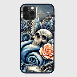 Чехол iPhone 12 Pro Max Стимпанк композиция с черепом