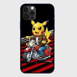 Чехол для iPhone 12 Pro Max Пикачу байкер на мотоцикле, цвет: 3D-черный