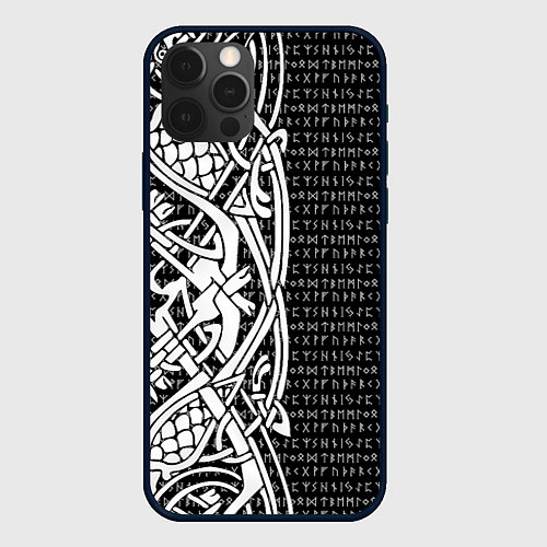 Чехол iPhone 12 Pro Max Защитный узор и руны / 3D-Черный – фото 1