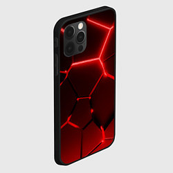 Чехол для iPhone 12 Pro Max Темные красные неоновые плиты в разломе, цвет: 3D-черный — фото 2