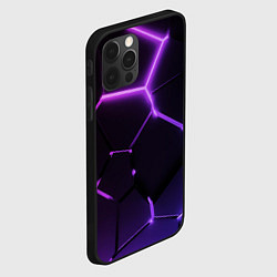 Чехол для iPhone 12 Pro Max Темные фиолетовые неоновые плиты в разломе, цвет: 3D-черный — фото 2