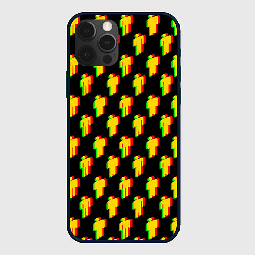 Чехол iPhone 12 Pro Max Billie Eilish glitch pattern / 3D-Черный – фото 1