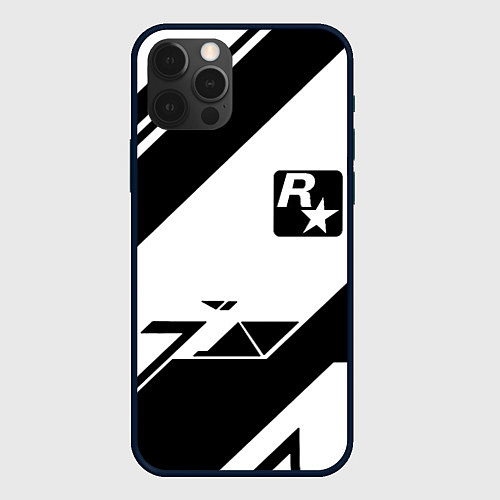 Чехол iPhone 12 Pro Max Rockstar game pattern / 3D-Черный – фото 1