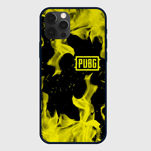 Чехол iPhone 12 Pro Max PUBG жёлтый огонь / 3D-Черный – фото 1