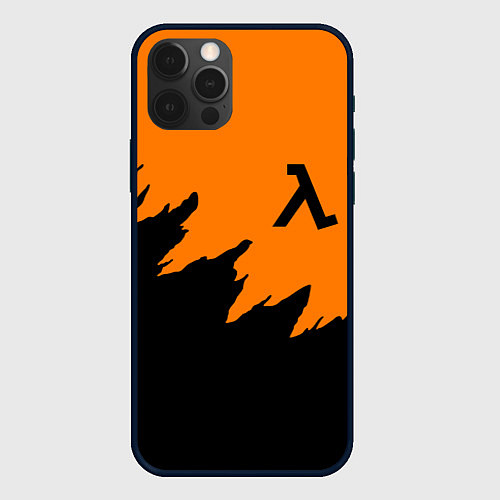 Чехол iPhone 12 Pro Max Half life чёрно оранжевый / 3D-Черный – фото 1