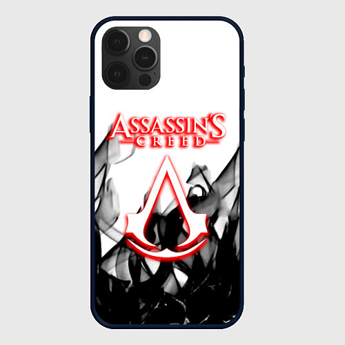 Чехол iPhone 12 Pro Max Assassins Creed огненное лого гейм / 3D-Черный – фото 1