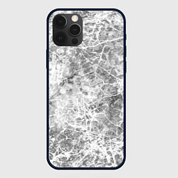 Чехол iPhone 12 Pro Max Абстракция - серый трескающийся лёд