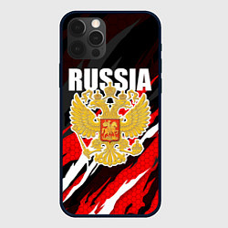 Чехол iPhone 12 Pro Max Бело-красные разрывы - Россия