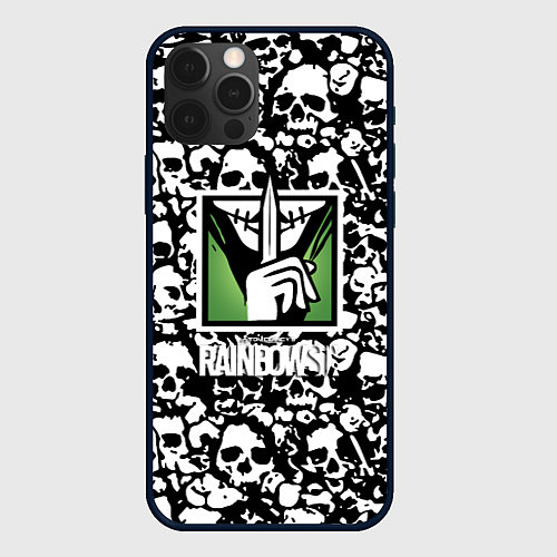 Чехол iPhone 12 Pro Max Rainbow six pattern skull / 3D-Черный – фото 1