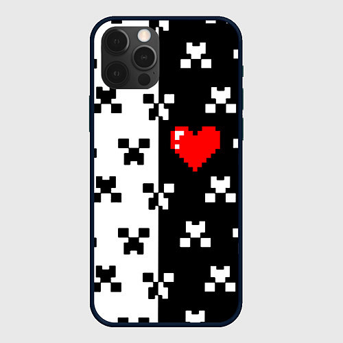 Чехол iPhone 12 Pro Max Minecraft pattern love / 3D-Черный – фото 1