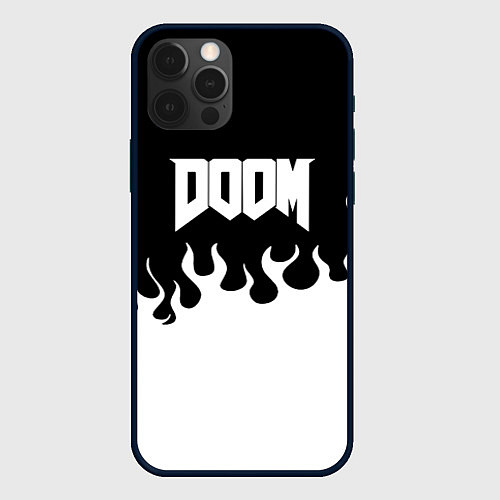 Чехол iPhone 12 Pro Max Doom fire white / 3D-Черный – фото 1