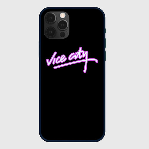 Чехол iPhone 12 Pro Max Vice city logo neon / 3D-Черный – фото 1