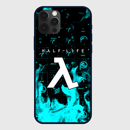 Чехол iPhone 12 Pro Max Half life fire x portal game / 3D-Черный – фото 1