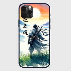 Чехол iPhone 12 Pro Max Ghost of Tsushima - samurai on the background of t