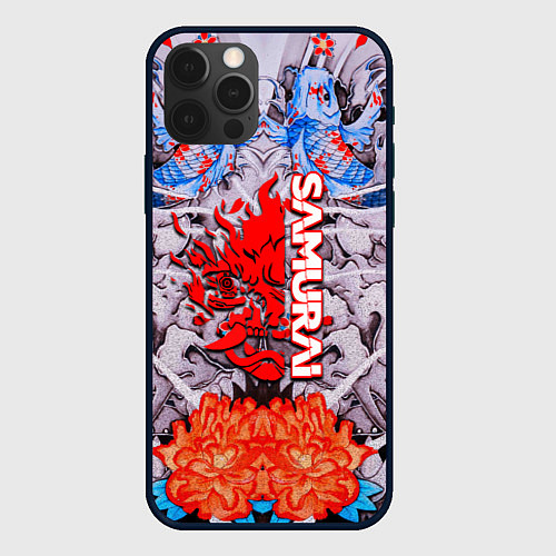 Чехол iPhone 12 Pro Max Cyberpunk 2077 samurai tatoo / 3D-Черный – фото 1