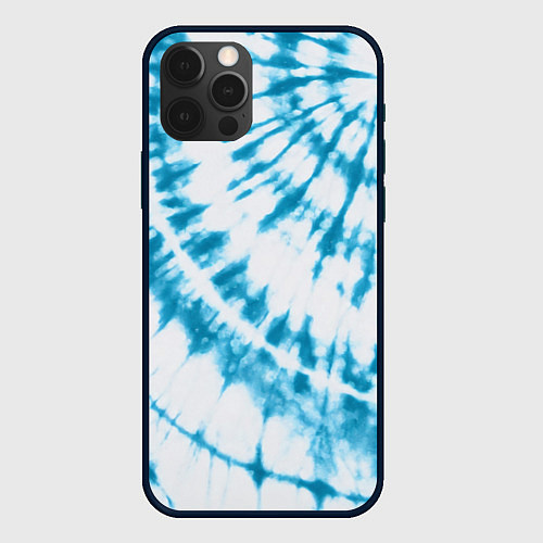 Чехол iPhone 12 Pro Max Тай-дай бело-синий / 3D-Черный – фото 1