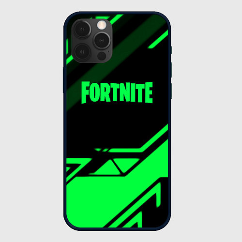 Чехол iPhone 12 Pro Max Fortnite geometry green / 3D-Черный – фото 1