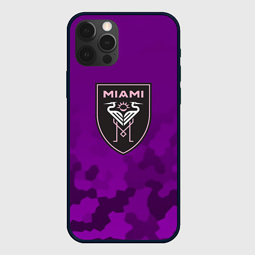 Чехол iPhone 12 Pro Max Inter Miami logo pattern / 3D-Черный – фото 1