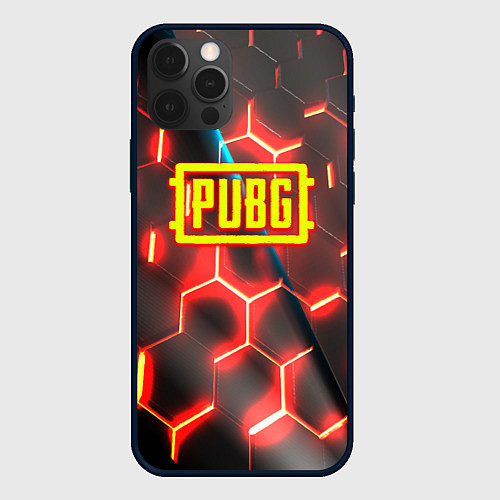 Чехол iPhone 12 Pro Max PUBG соты броня / 3D-Черный – фото 1