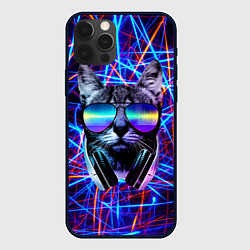 Чехол iPhone 12 Pro Max Cat DJ neon