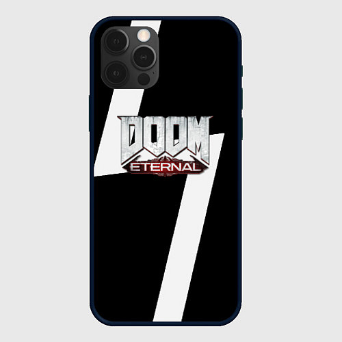 Чехол iPhone 12 Pro Max Doom eternal geometry white / 3D-Черный – фото 1