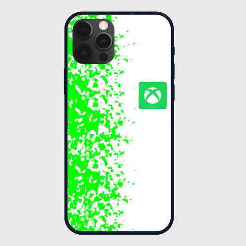 Чехол iPhone 12 Pro Max Xbox кислотные зеленые краски / 3D-Черный – фото 1