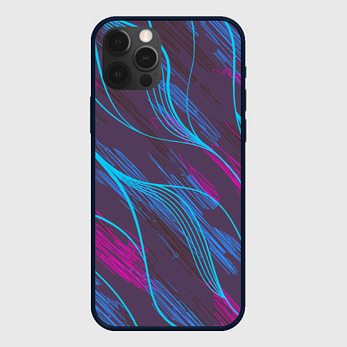 Чехол iPhone 12 Pro Max Абстракция геометрических линий / 3D-Черный – фото 1