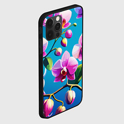 Чехол для iPhone 12 Pro Max Орхидея цветы паттерн, цвет: 3D-черный — фото 2