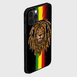 Чехол для iPhone 12 Pro Max Лев с дредами в наушниках, цвет: 3D-черный — фото 2