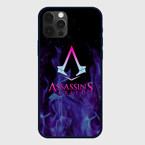 Чехол iPhone 12 Pro Max Assassins Creed flame / 3D-Черный – фото 1