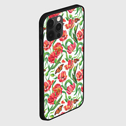 Чехол для iPhone 12 Pro Max Красные тюльпаны, цвет: 3D-черный — фото 2